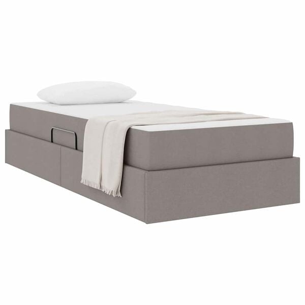vidaXL Cama con almacenamiento y colch&oacute;n Taup&eacute; 90 x 200 cm Poli&eacute;ster