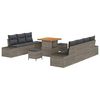 vidaXL Conjunto de sof&aacute;s de jard&iacute;n 10 uds. Gris rat&aacute;n sint&eacute;tico