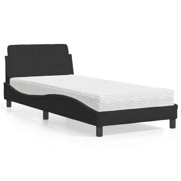 vidaXL Cama con colch&oacute;n Dover terciopelo negro 90x190 cm