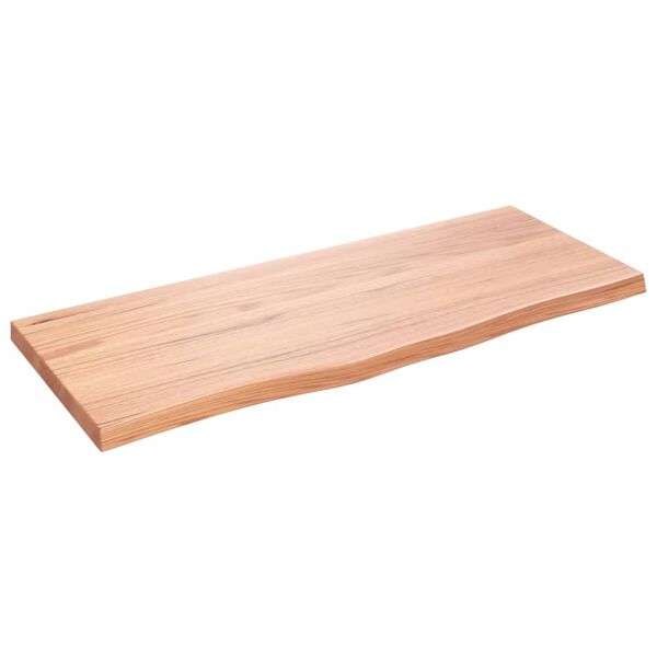 vidaXL Encimera ba&ntilde;o madera maciza tratada marr&oacute;n claro 100x40x(2-4)cm