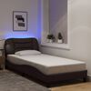 vidaXL Estructura de cama con LED sin colch&oacute;n Hvar tela marr&oacute;n oscuro 90x190 cm