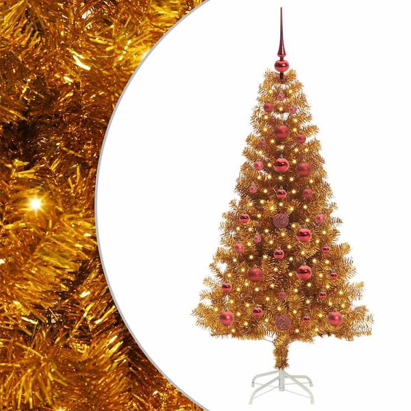 vidaXL &Aacute;rbol de Navidad con 150 LED con soporte Dorado 120 cm PET