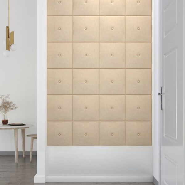 vidaXL Paneles de pared 12 uds tela color crema 30x30 cm 1,08 m&sup2;