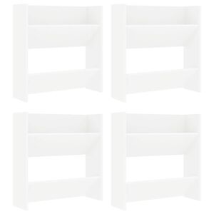 vidaXL Zapateros de pared 4 uds madera contrachapada blanco 60x18x60cm