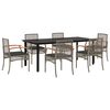 vidaXL Set comedor jard&iacute;n 7 pzas y cojines rat&aacute;n sint&eacute;tico gris