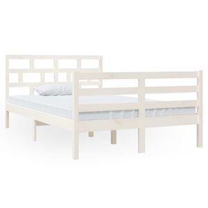 vidaXL Estructura cama doble peque&ntilde;a madera maciza blanco 120x190 cm