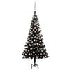 vidaXL &Aacute;rbol de Navidad preiluminado con luces y bolas negro 150 cm