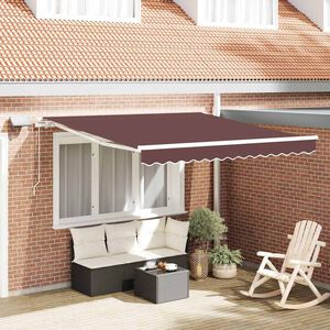 vidaXL Toldo retr&aacute;ctil manual con luz LED marr&oacute;n 300x250 cm