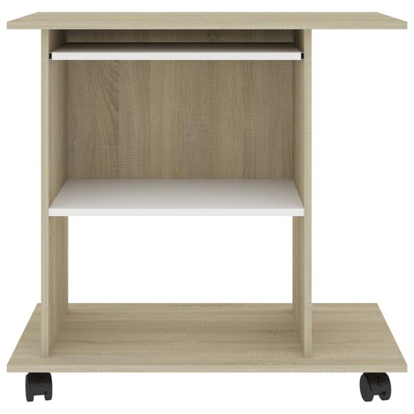 vidaXL Mesa de ordenador madera contrachapada blanco roble 80x50x75 cm