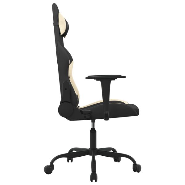 vidaXL Silla gaming tela crema y negro