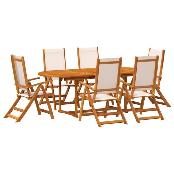 vidaXL Juego comedor de jard&iacute;n 7 pzas madera maciza acacia y textileno