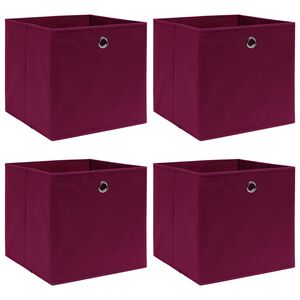 vidaXL Cajas de almacenaje 4 uds tela rojo oscuro 32x32x32 cm