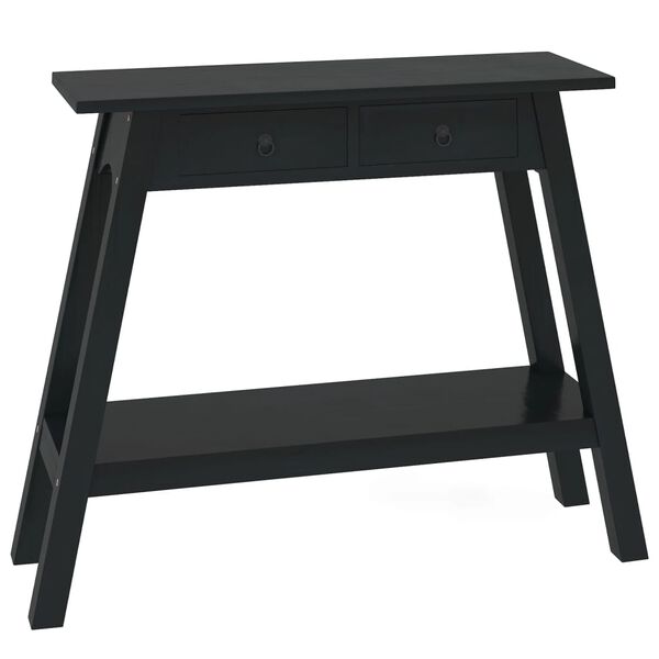 vidaXL Mesa consola con cajones madera maciza caoba negro 90x30x75 cm