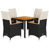 vidaXL Set de muebles jard&iacute;n 5 pzas con cojines rat&aacute;n sint&eacute;tico negro