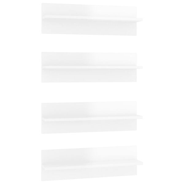 vidaXL Estante de pared 4 uds contrachapado blanco brillo 60x11,5x18cm