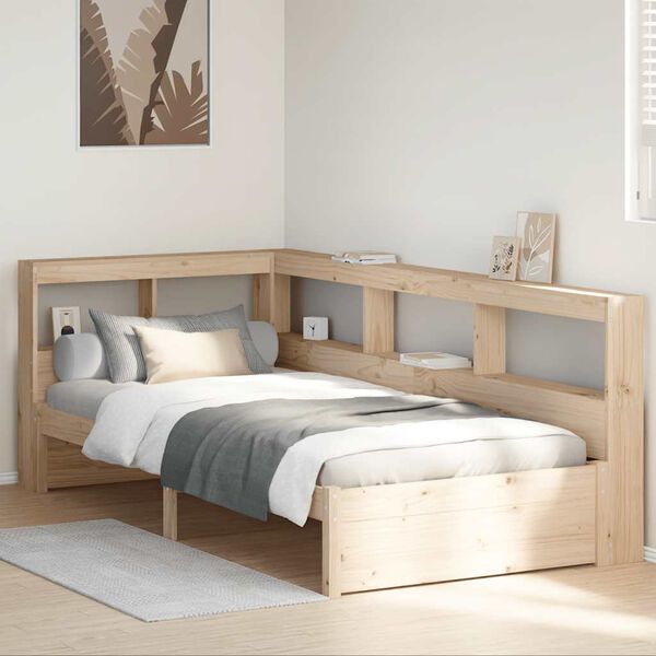 vidaXL Cama con estanter&iacute;a sin colch&oacute;n madera maciza de pino 100x200cm