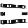 vidaXL Conjunto de mueble de TV 8 pcs Roble Negro Madera de ingenier&iacute;a