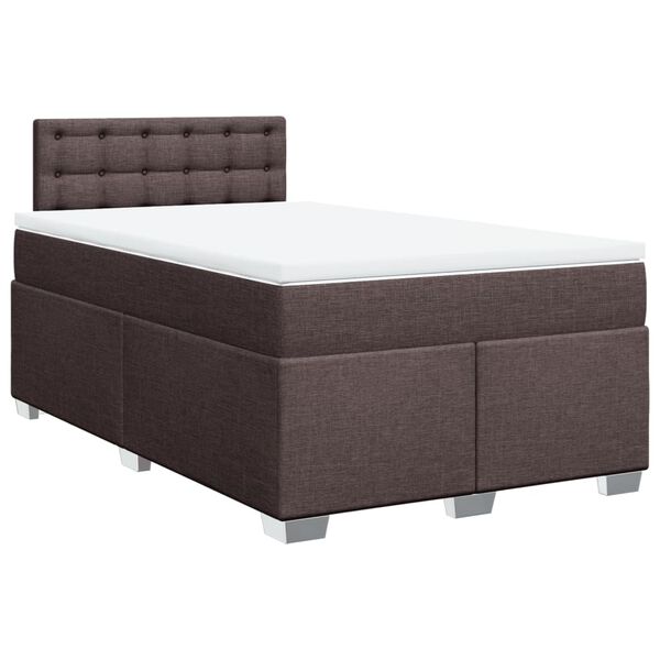 vidaXL Cama box spring con colch&oacute;n tela marr&oacute;n oscuro 120x190 cm
