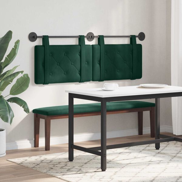 vidaXL Cabecera Colgante Verde oscuro 150 x 55 x 5 cm Terciopelo