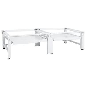 vidaXL Pedestal doble lavadora secadora con estantes extra&iacute;bles blanco
