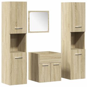 vidaXL Juego de muebles de ba&ntilde;o 4 pzas contrachapada roble Sonoma