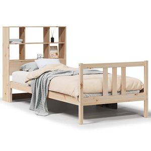 vidaXL Cama con estantería sin colchón madera maciza de pino 90x190 cm