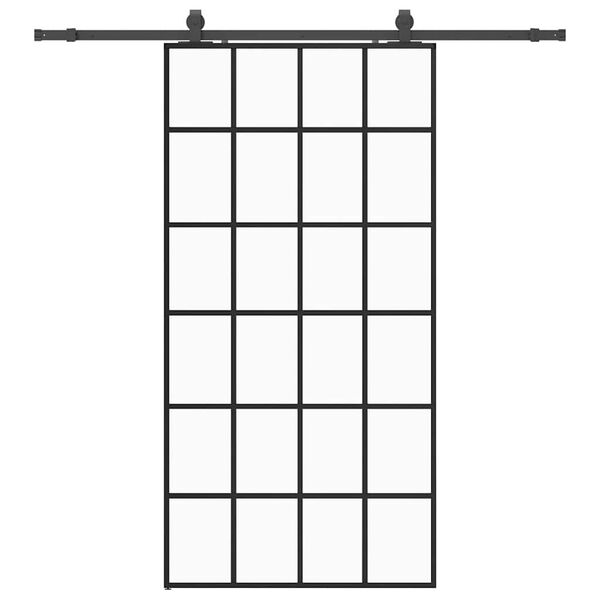 vidaXL Puerta corredera con herrajes negro 102x205 cm ESG vidrio