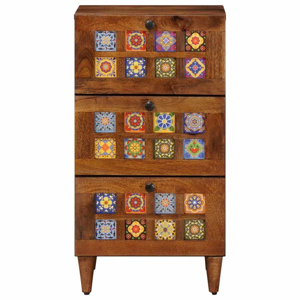 vidaXL Aparador con caj&oacute;n Nogal 40 x 33 x 75 cm Madera de mango maciza