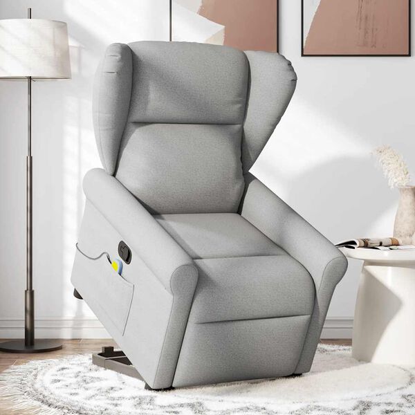 vidaXL Sill&oacute;n de masaje reclinable de pie de tela gris nube