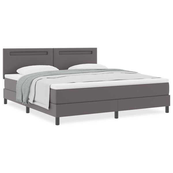 vidaXL Cama tipo Box Spring Gris 180 x 200 cm Cuero sint&eacute;tico