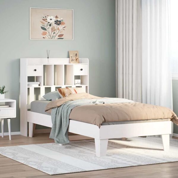 vidaXL Estructura de cama sin colch&oacute;n madera maciza blanca 90x190 cm