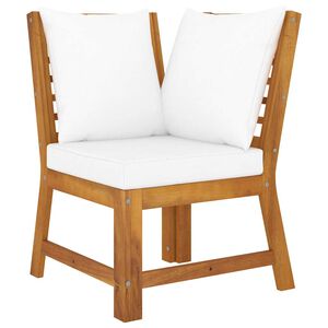 vidaXL Sof&aacute; de esquina seccional madera maciza acacia y cojines crema