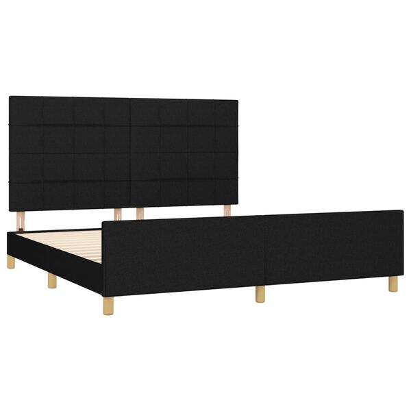 vidaXL Cama sin colch&oacute;n tela negro 180x200 cm