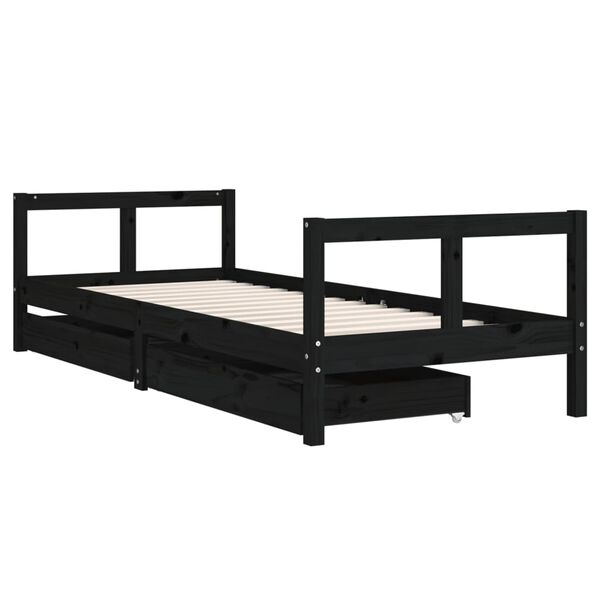 vidaXL Estructura de cama ni&ntilde;os con cajones madera pino negro 80x200cm