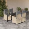 vidaXL Set comedor de jard&iacute;n 5 pzas con cojines rat&aacute;n sint&eacute;tico beige