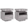 vidaXL Mesitas de noche con luces LED 2 uds gris Sonoma 40x39x48,5 cm
