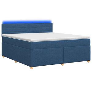 vidaXL Cama box spring con colch&oacute;n con cabecera Azul 140 x 190 cm Tela