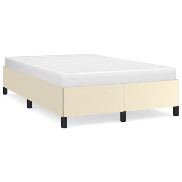 vidaXL Estructura de cama sin colch&oacute;n cuero sint&eacute;tico crema 120x190 cm