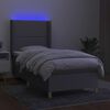 vidaXL Cama box spring colch&oacute;n y luces LED tela gris claro 100x200 cm