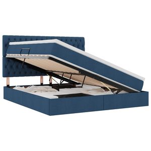vidaXL Cama con almacenamiento y LED Azul 180 x 200 cm Poli&eacute;ster