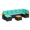 vidaXL Set de sof&aacute;s de jard&iacute;n y cojines 8 piezas rat&aacute;n sint&eacute;tico negro