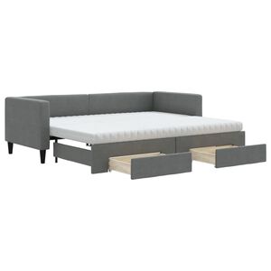 vidaXL Sof&aacute; cama nido con cajones tela gris oscuro 80x200 cm