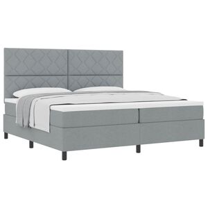 vidaXL Cama tipo Box Spring con colch&oacute;n Gris Claro 200 x 200 cm tela
