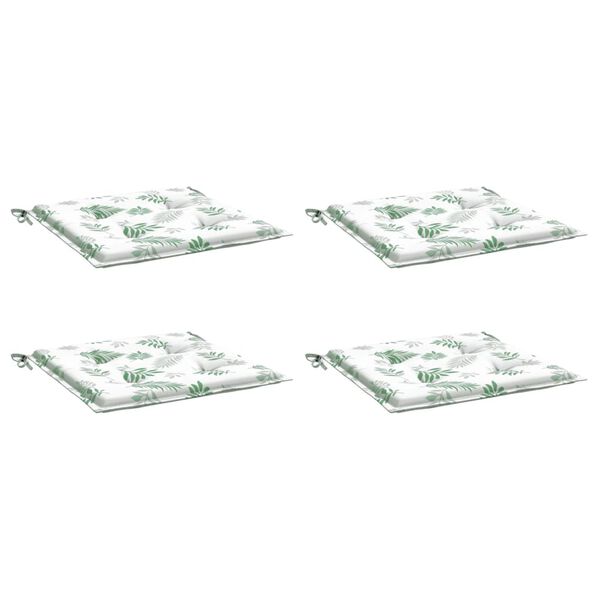 vidaXL Cojines de silla 4 uds tela estampado de hojas 40x40x4 cm