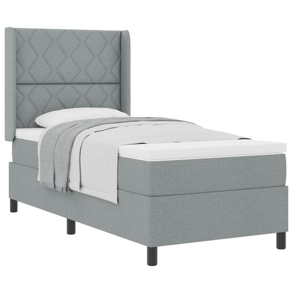 vidaXL Cama tipo Box Spring con colch&oacute;n Gris Claro 200 x 100 cm tela