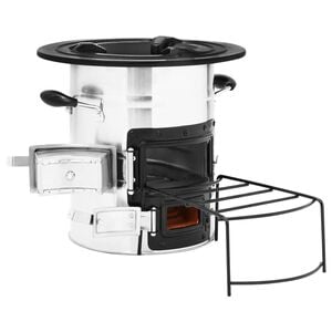 vidaXL Cocina le&ntilde;a camping acero inoxidable plateado 51,5x35x30,5 cm
