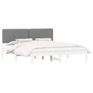 vidaXL Estructura de Cama con Cabecera Tapizada Gris Claro
