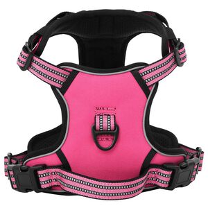 vidaXL Arn&eacute;s para perros con correa y collar ajustable rosa L