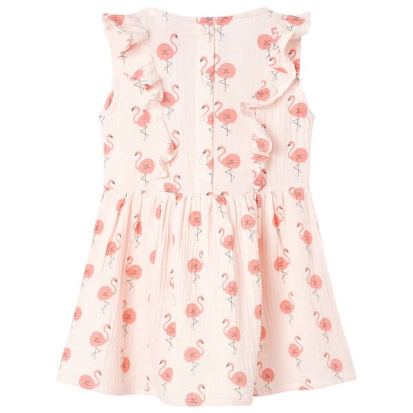 Vestido infantil con volantes rosa suave 140
