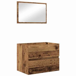 vidaXL Juego de muebles de ba&ntilde;o con caj&oacute;n 2 pcs Madera Vieja